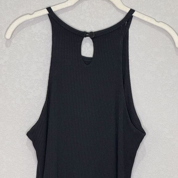 LNA Dress Small Black Double Layer Ribbed Tank Keyhole Midi Stretch Made USA - Picture 8 of 11